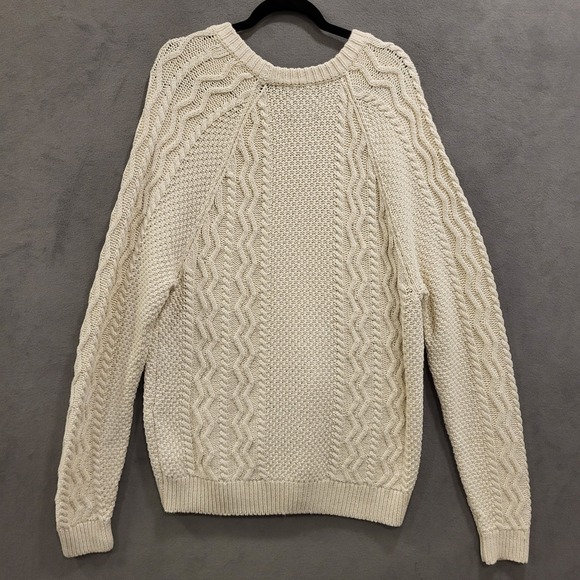 Abercrombie & Fitch Cable Knit Sweater Mens XLarge Fisherman Old Money Cozy Warm - Picture 2 of 7